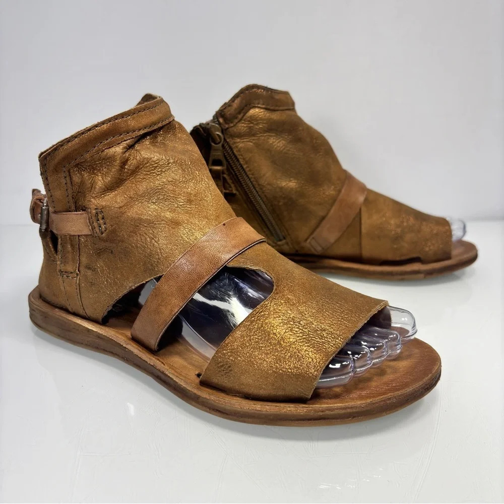 Miz Mooz Bronze Brown Leather Gladiator Sandals - Picture 2 of 13